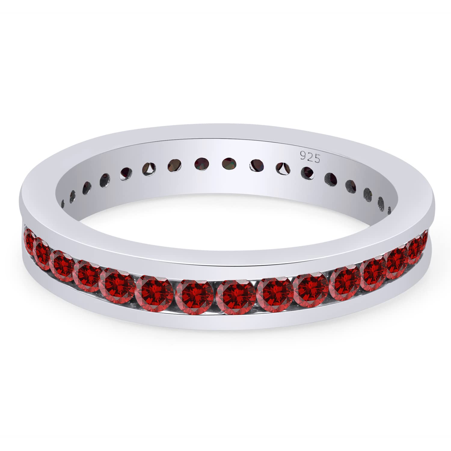 AFFY Round Shape Simulated Garnet Full Eternity