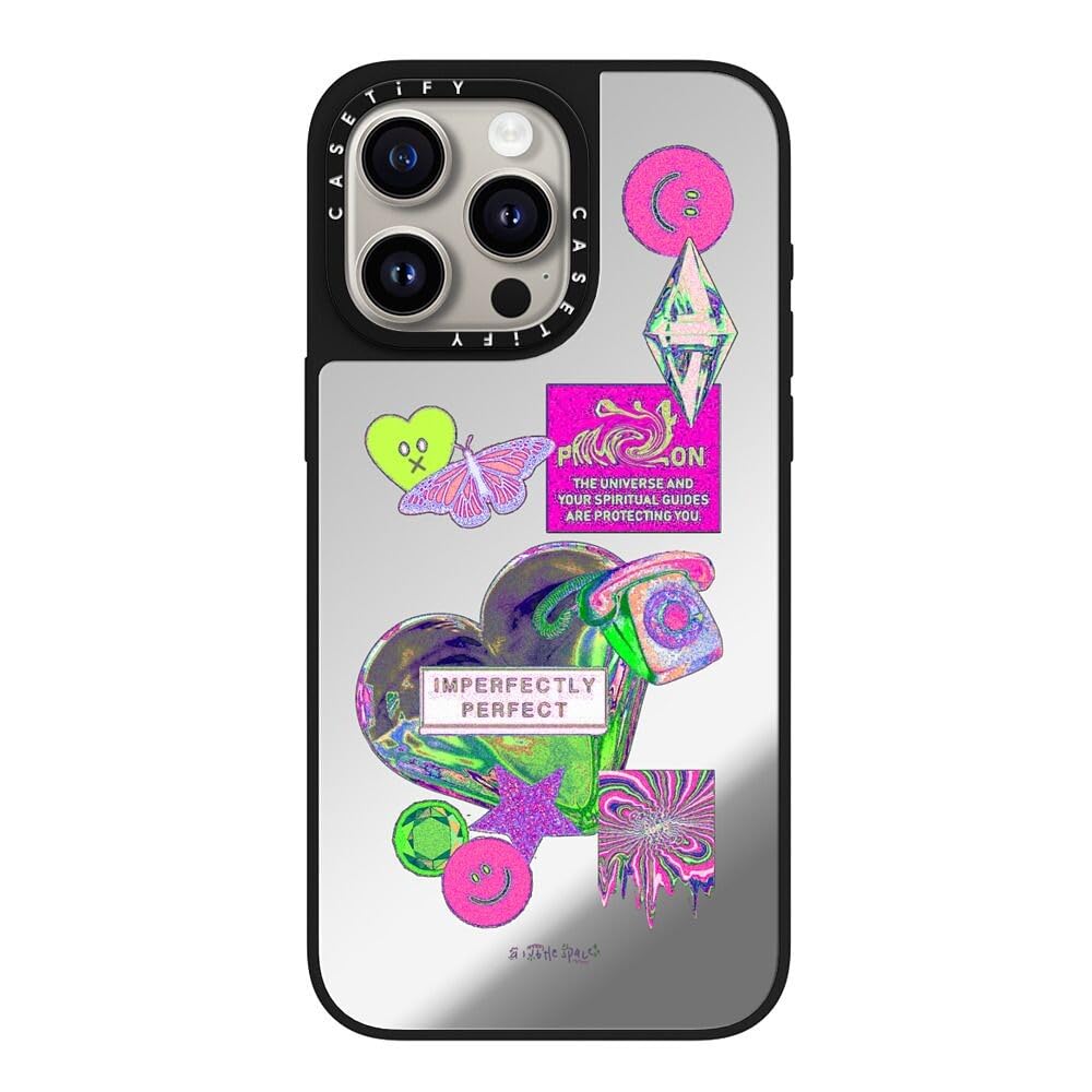CASETiFY Mirror iPhone 15 Pro Max Case [Reflective / 4.9ft Drop Protection/Compatible with Magsafe] - Perfect? by A Subtle Space - Silver On Black