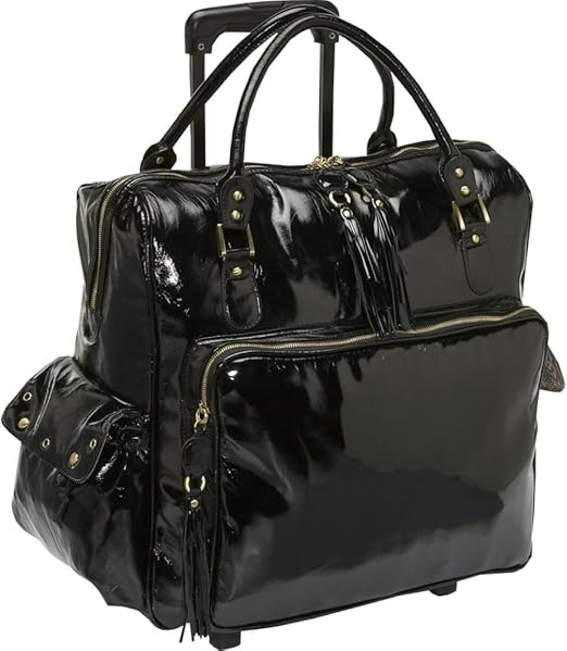 Gogo Voyage Luggage Margo Wheeled Weekender Bag, Black Faux