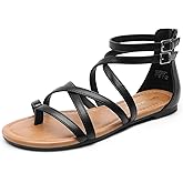 DREAM PAIRS Women's Dressy Gladiator Summer Cross Strappy Sandals Comfort Flat Casual Beach Fisherman Thong sandals