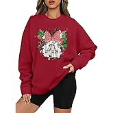LUKYCILD Magic Kingdom Sweatshirts for Women Castle Oversized Sweatshirt Xmas Holiday Shirt Graphic Long Sleeve Pullover Tops