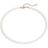 LAYWAF Imitation Pearl Necklaces for Women, 8MM/6MM Beaded Choker Necklace, Fake Pearl Costume Jewelry, 12 Colors, 6 MM and 8 MM Bead 2 Sizes