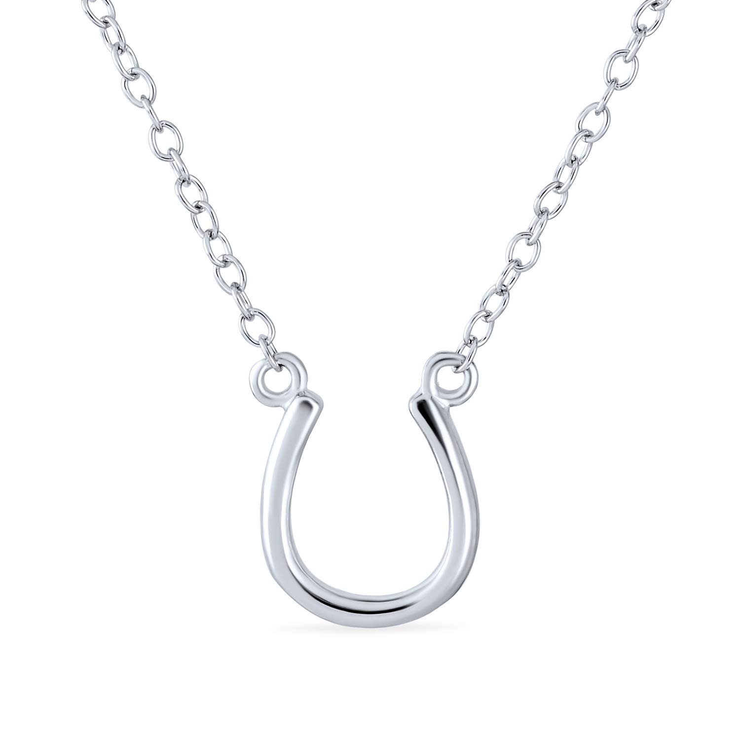 Minimalist Mini Petite Simple Equestrian Good Luck Charm Horseshoe Pendant Necklace Western Jewelry For Women For Teen .925 Sterling Silver — image 1