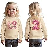 MODNTOGA Birthday Girl Sweatshirt Toddler Kids Two Sweet Print Donuts Graphic Long Sleeve Shirt 2T Bday Party Outfit Tops