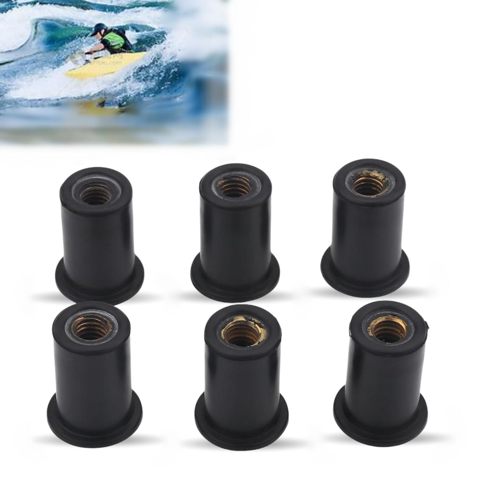 Dioche Well Rubber Nut, Kayak Rubber Nut 6 PCS M6 Metric Rubber Well Nuts Fastener Windscreen Wellnuts Kayak Accessories