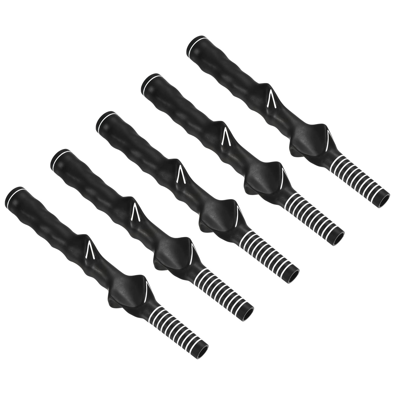 PATIKIL Golf Club Training Grip, 5 Pack Left Handed Teaching Practice Swing Non-Slip Auxiliary Aid Correction for Golf Trainer Beginner, Black