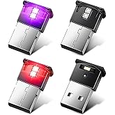 Linkstyle 4PCS Mini USB LED Atmosphere Light, 8-Color RGB Car Interior Light, Adjustable Brightness, Universal 5V Lamp