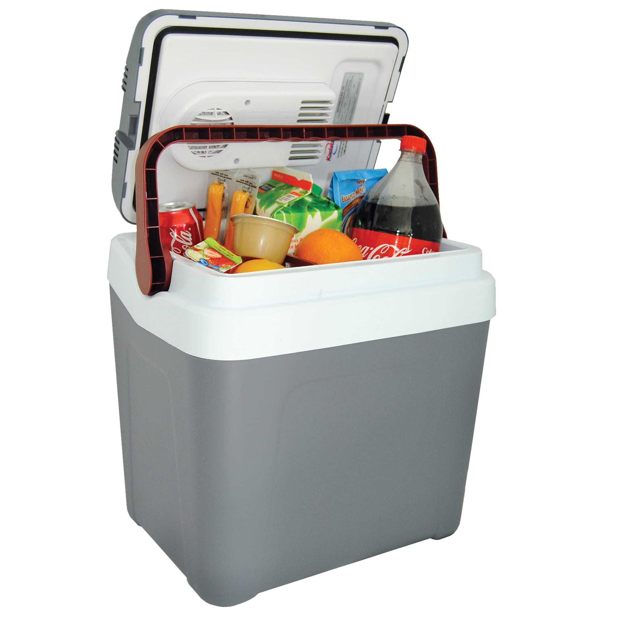 Photo 1 of ***(MISSING PARTS/ SEE NOTES)***Koolatron Electric Portable Cooler Plug in 12V car Cooler 25 L (26 qt), No Ice Thermo Electric Portable Fridge for Camping, Travel Road Trips Trucking with 12 Volt DC Power Cord, Gray/White.