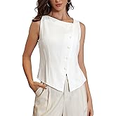 Allegra K Asymmetrical Top for Women 2026 Summer Outfits Sleeveless Button Down Dressy Business Casual Vest Tops