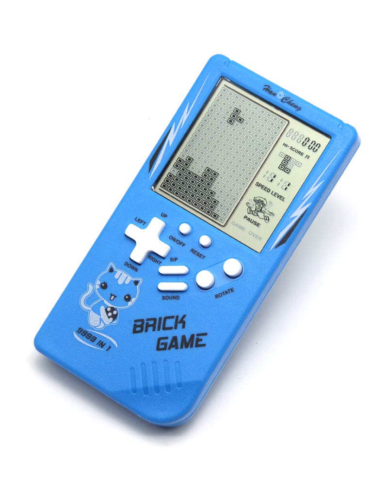 Retro Big Screen Brick Game Console 9999 in 1 Tank/Racing/Shooting Casual Puzzle Game Adjustable Difficulty and Speed Small and Easy to Carry Best Gifts (Blue)