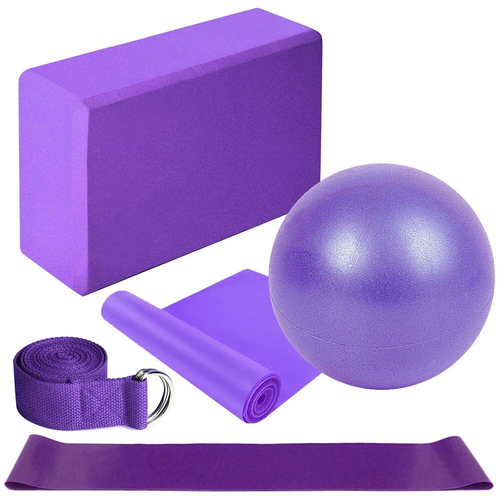 Lixada Yoga Starter Kit with Blocks, Ball, Stretching Strap, Resistance Loop Band and Exercise Band