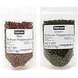 Natruen Szechuan Red+Green Peppercorn Whole 4oz Each, Red and Green Sichuan Peppercorns Variety Pack