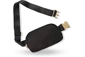 CITRUSY BOUTIQUE Boutique Belt Bag | Crossbody Fanny Pack for Women Fashionable | Cute Mini Everywhere Bum Hip Waist Pack | Small Fashion Travel Chest Bag | Gold Accessories | Adjustable Small Strap | Black