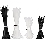 eBoot 400 Pieces Self-Locking Nylon Cable Zip Ties 4 Inches and 6 Inches Zip Wrap, Black and White