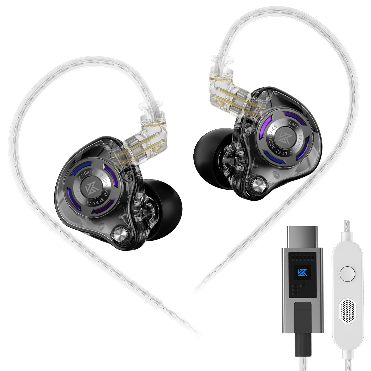 Photo 1 of KZ Gale USB C Headphones, Wired Earbuds for Samsung S25 S24 S23 FE S22 S21 S20 A53 A54 Type C IEM Earphone with Microphone Built-in DSP with EQ for iPhone 16 Pro Pixel 9 Pro (Type-C, Mic)