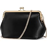CATSEA Women's Kiss Lock Crossbody Bag PU Medium Handbags Kiss Clasp Crossbody Shoulder Bags Tote Purse Messenger Handbag