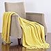 Home Soft Things Yellow Throw Blanket Knitted Tweed Throw 50'' x 60'', Sunshine Yellow, Super Soft Cozy Warm Comfortable Breathable Throw for Living Room Chair Couch Bed Sofa Bedroom Home Décor
