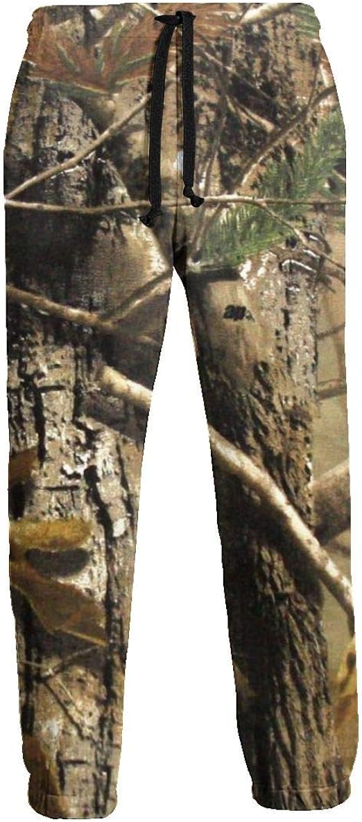 Men's Realtree Camouflage Camo Jogger Sweatpants, Casual Fleece Sweatpants with Drawstring and