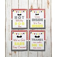 set of 4 Mickey party sign | 8x 10 inch Mickey Mouse Birthday Sign Printed in Cardstock | Mickey Mouse Party supplies | Mickey Mouse Clubhouse inspired Door Sign | Hot Diggity Dog Bar Party Sign