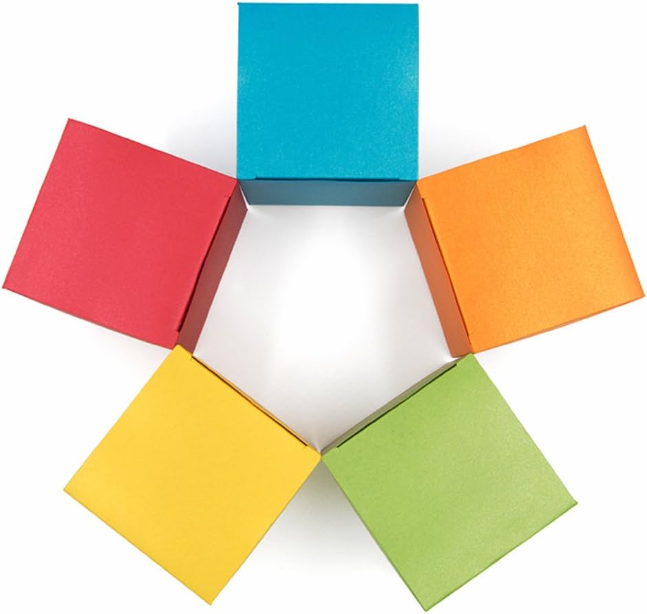 BakeBaking50 count Gift Boxes with Lids 3x3x3 - Vintage Paper Favor Boxes for Gifts Crafting Candy Treat Cupcake Wedding Birthday Holiday Baby Shower Favor (Assorted Colored)