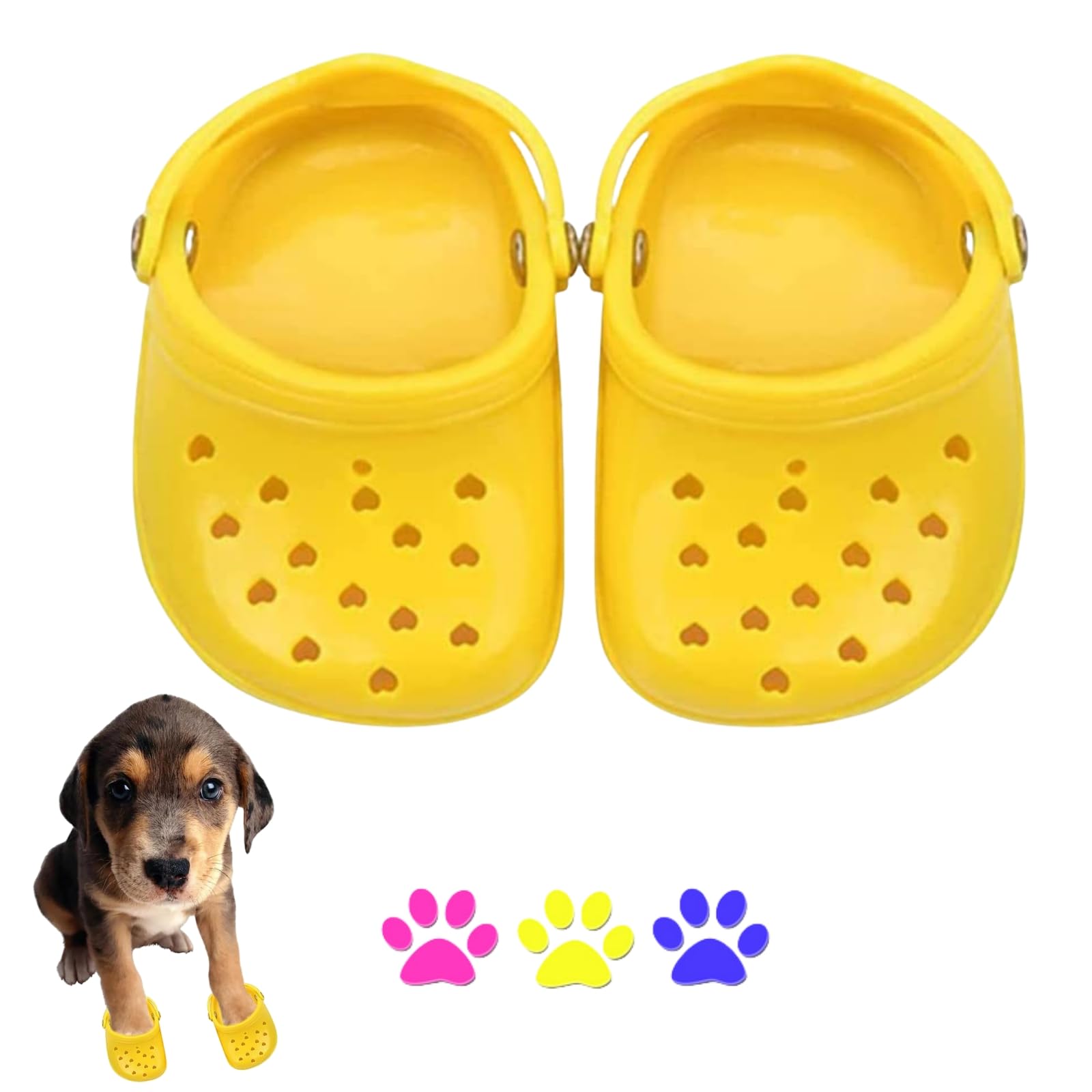 2 Pcs Breathable Summer Dog Shoes - Comfortable Rubber Sandals with Anti-Slip Sole for Puppy, Small Dog - Festival Photo Shooting (YELLOW, ONE SIZE)