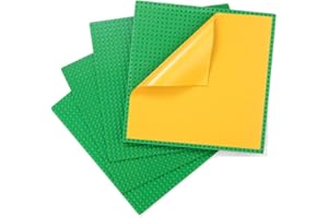 MIMAX Peel-and-Stick Baseplates, Self Adhesive Building Brick Plates, Compatible with All Major Brands - 4 Pack (10" x 10") (Green)