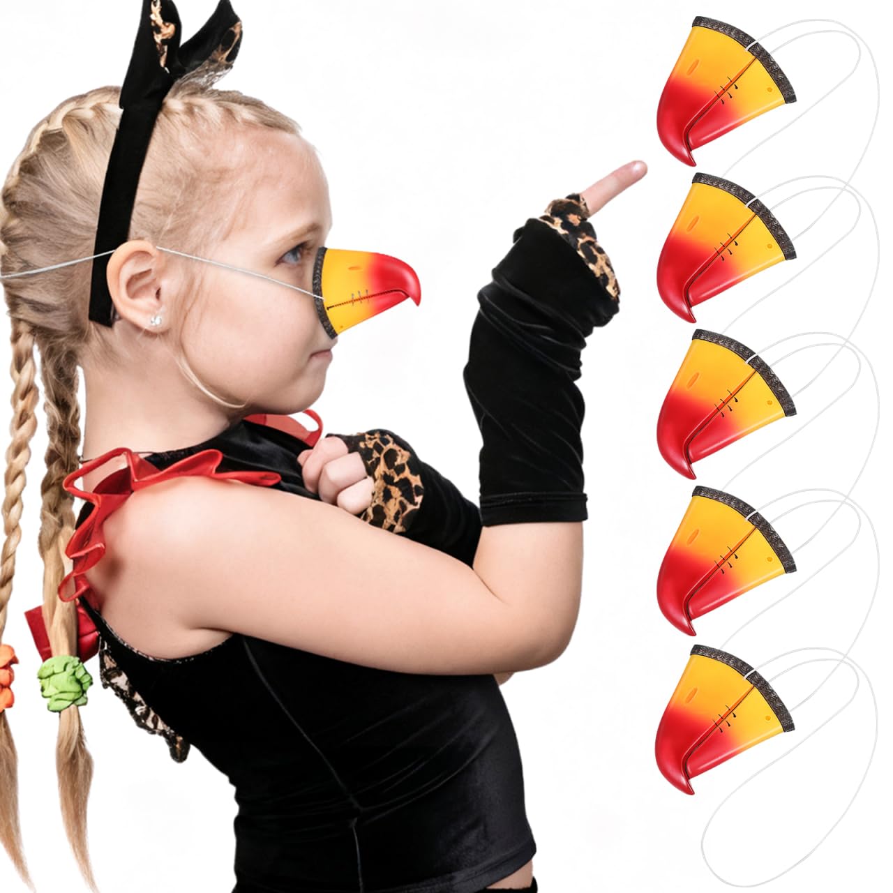 Photo 1 of **** MISSING 1 **** IMIKEYA 5pcs Parrot Nose Props Bird Beak Costumes for Halloween Dress up Vinyl Simulation Accessories for Parties