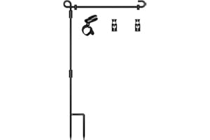 HOOSUN Garden Flag Stand,Premium Garden Flag Holder Pole Metal Powder-Coated Weather-Proof Paint with Graden Flag Clip and Spring Stoppers Without Flag Garden Decorations