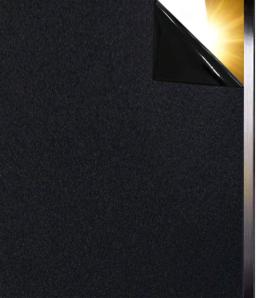 Qualsen Blackout Window Film Privacy Day and Night 100% Total Light Blocking Black Out Window Film Non Adhesive Anti UV