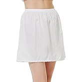 BEAUTELICATE Women 100% Cotton Half Slip Lace Trim Elastic Waist Underskirt