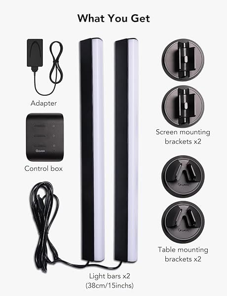 GOVEE RGBIC LIGHT BARS, 15 INCHES WIFI TV BACKLIGHT SUITABLE FOR 45-70 INCH TVS, SMART LIGHT BARS WITH MULTIPLE PLACEMENT OPTIONS, WORK WITH ALEXA AND GOOGLE ASSISTANT, BLACK