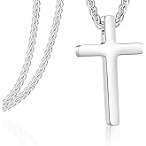 Cross Necklace for Men, Gold Stainless Steel Mens Cross Chain, Cubic Zirconia Cross Pendant Necklaces Christain Jewelry Gift Wheat Chain