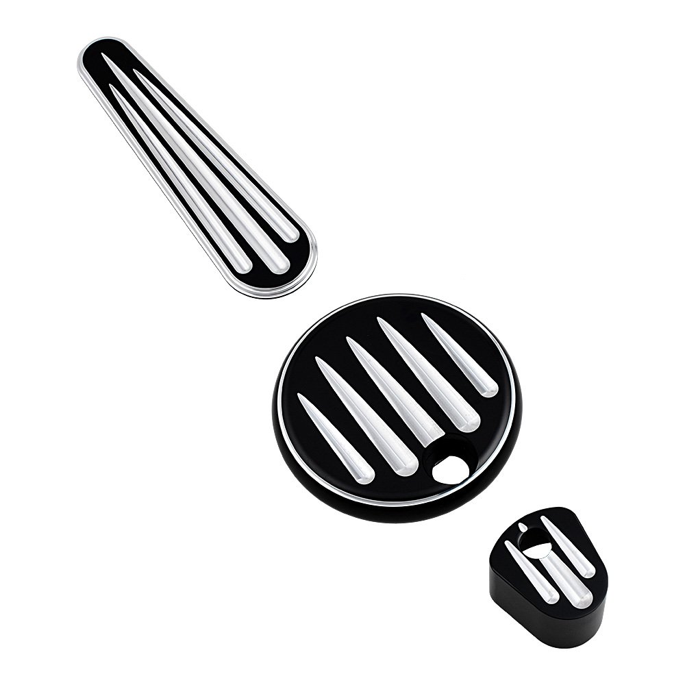 Combo CNC Black Fuel Door + Dash Insert + Ignition Switch Cover For 2008-2013 Harley FLHX FLHT FLTR FL