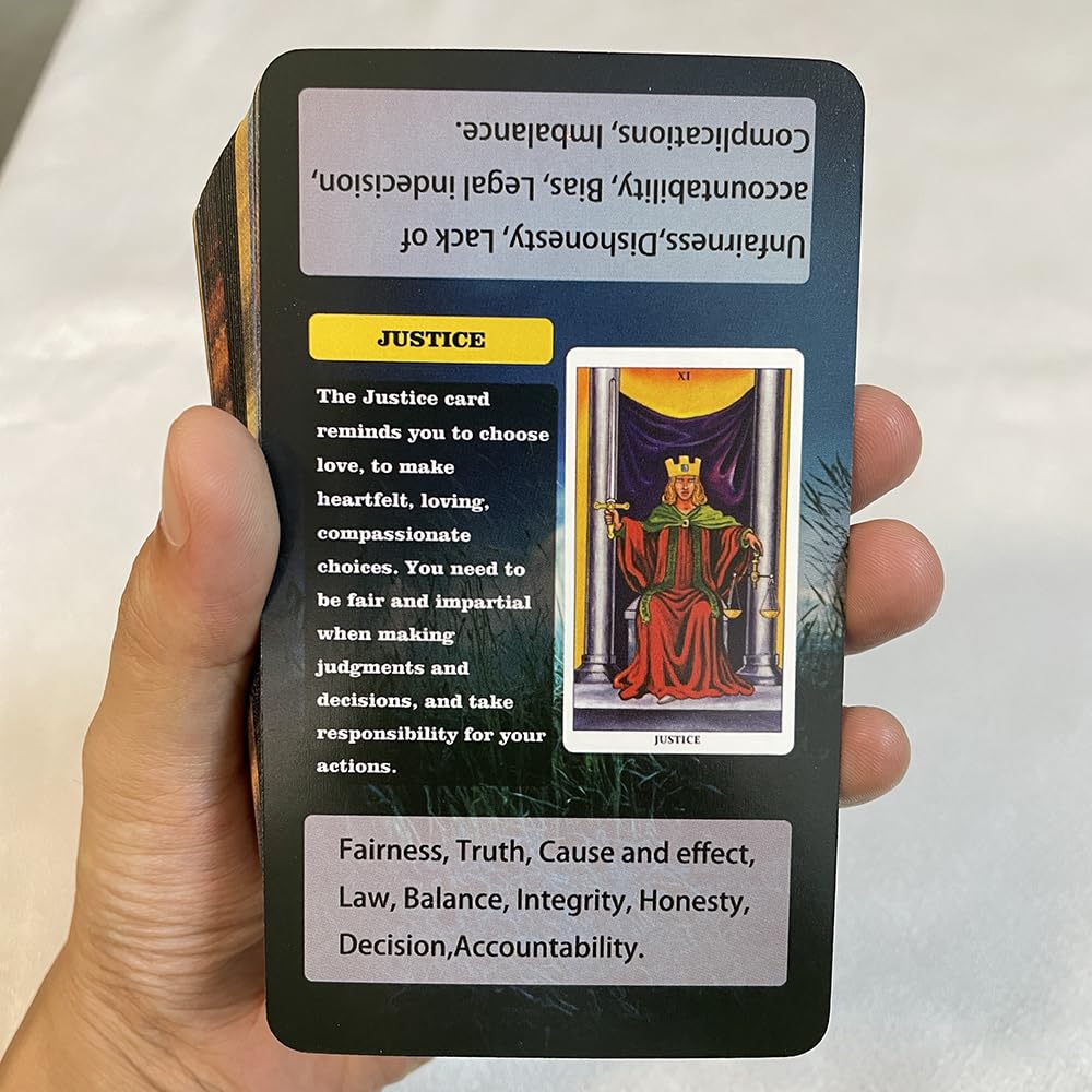 Tarot Deck Set, Tarot Cards for Beginners, Classic Tarot Cards with Meanings on Them