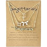 3Pcs Zodiac Gold Plated CZ Necklaces for Women Girls Old English Necklace 12 Constellation Necklace Zodiac Sign Gifts for Women