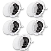 Acoustic Audio by Goldwood CS-IC83 8” 3-Way In Ceiling Home Theater Speaker System (White, 5 Speakers)