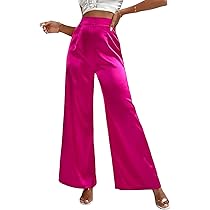 パンツ SEMICOUTURE Satin wide trouser Rosa Rose Pink Pants - Satin Pants - Wide-Leg Pants - Trousers