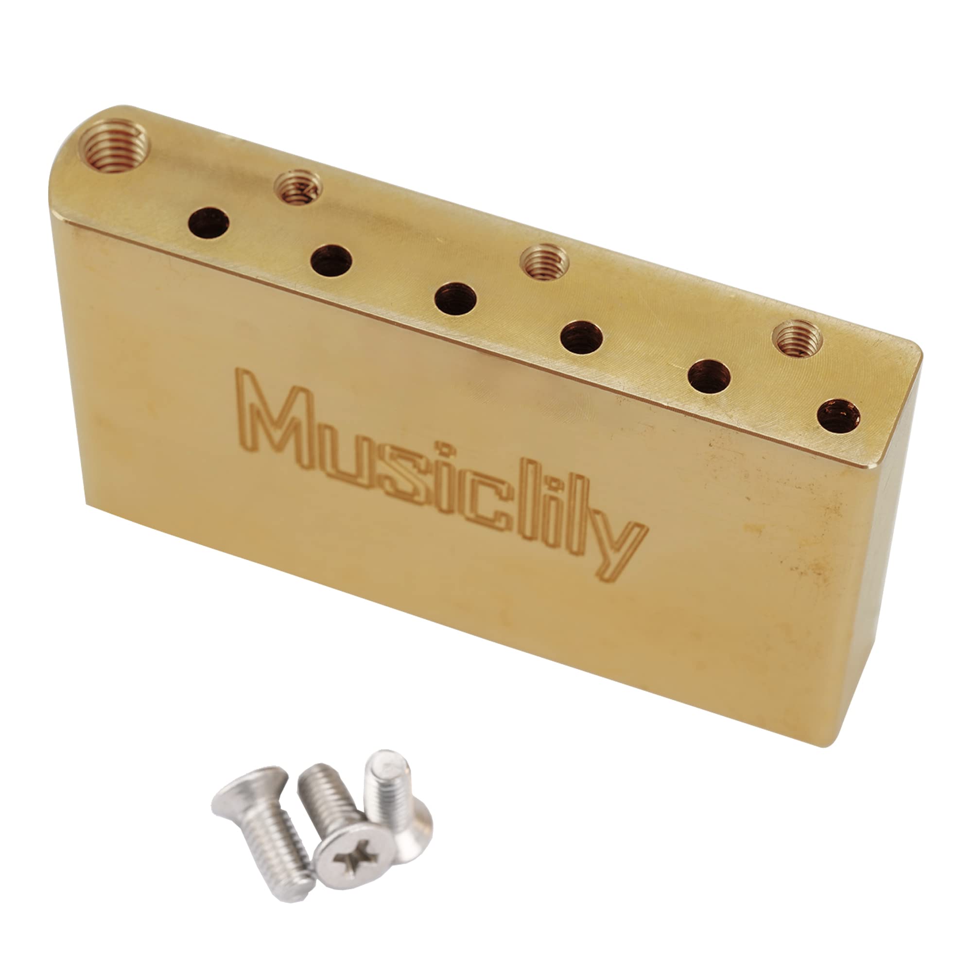 Musiclily Ultra 52.5mm(2-1/16 inch) String Spacing Full Solid Brass Tremolo Block for China and Indonesia made Squier Standard Series Electric Guitar Bridge, 40mm Tall