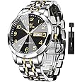OLEVS Watch for Men Business Dress Diamond Analog Quartz Date Luxury Classic Stainless Steel Waterproof Luminous Two Tone Wrist Watch