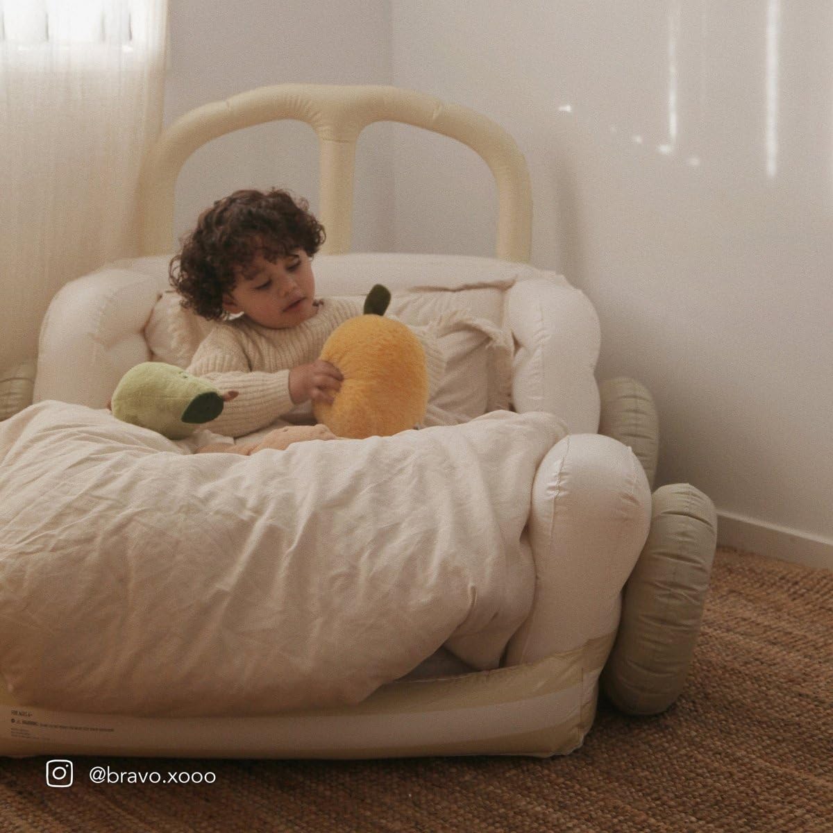 Condition photo showing New/Like New for sunnylife kids inflatable bed - flocked air mattress for toddlers, durable floor bed for camping & s