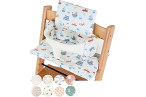 Gembebe Waterproof & Compatible Stokke Tripp Trapp Cushion Set - Easy to Clean - Made in Korea - 100% Cotton - Made for Stokke Tripp Trapp High Chair (Vroom Vroom)