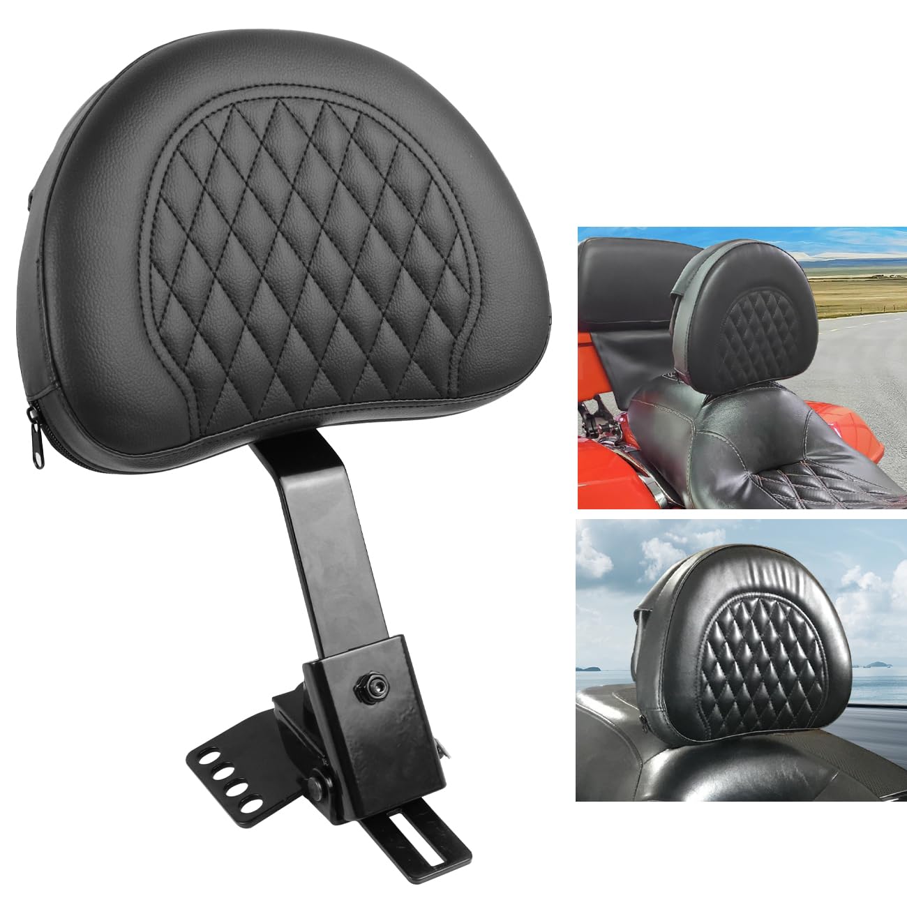 Photo 1 of KOLEMO Motorcycle Adjustable Plug-in Driver Backrest Compatible with for Harley Touring Models Road King Street Glide Road Glide Electra Glide 1997-2024 Rider Backrest
