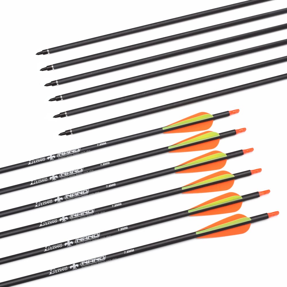 ELONG OUTDOOR 28 30 31Inch Carbon Arrow Archery Hunting Targeting Arrows with 100 Grain Removable Tips for Archery Compound & Recurve Bow & Traditional Bow Target Practice Shooting
