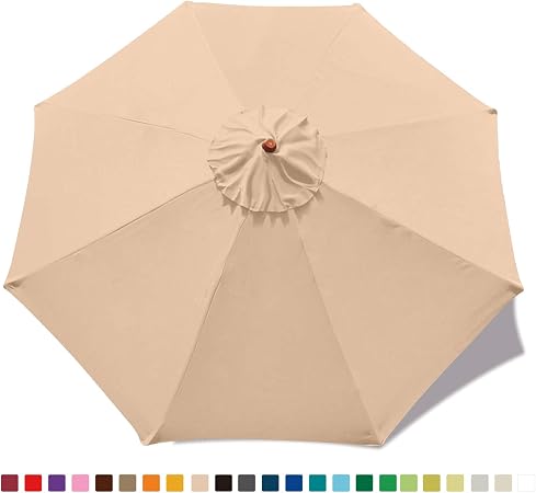Amazon Com Abccanopy 9ft Outdoor Umbrella Replacement Top Patio Umbrella Market Umbrella Replacement Canopy With 8 Ribs Beige Garden Outdoor
