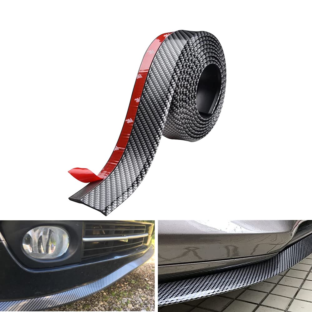 Photo 1 of BoYeeBo Universal Car Front Bumper Protector Self-Adhesive Auto Splitter Body Spoiler Skirt Rubber Bumper Lip Trim Spoiler, 2.5M/8.2ft (Carbon Fiber-Black) 250*5.5cm (L*W)