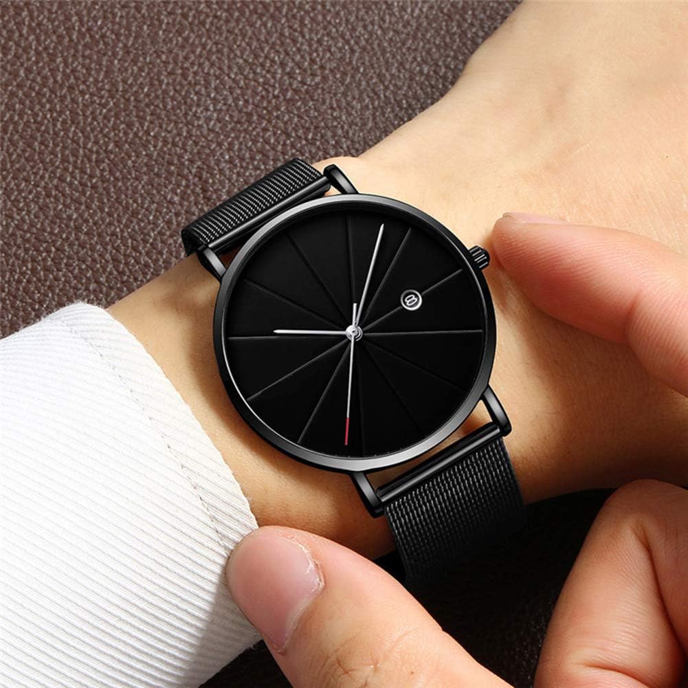 Homeofying Casual Sports Men Stainless Steel Strap Round Dial Analog Quartz Wrist Watch For Women men Black + Rose Gold