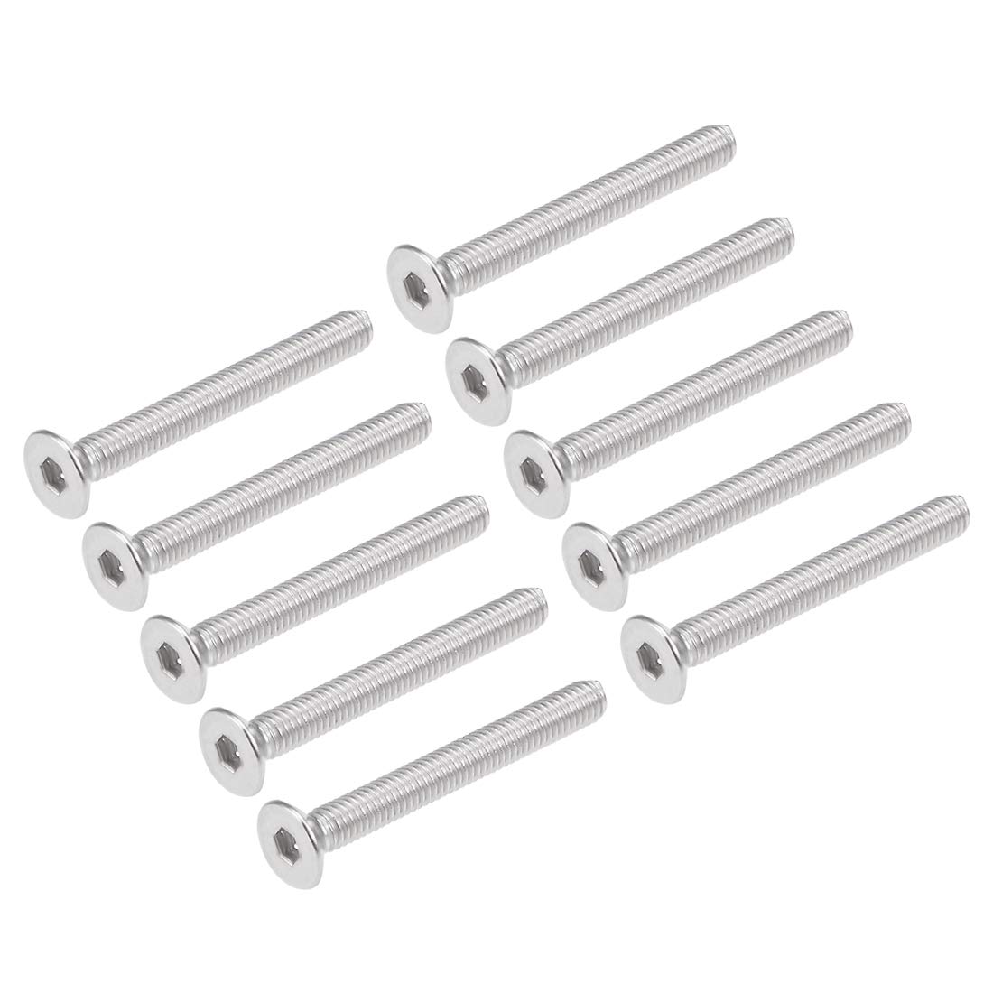 sourcing map M3x25mm Flat Head Machine Screws Inner Hex Screw 304 Stainless Steel Fasteners Bolts 60Pcs