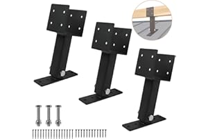 CDFYJHFDQ 3 Pcs 4“x 4" Roof Riser Brackets Kit(ID 3.6"x3.6"),Heavy Duty Adjusted Within A Range of 0 to 180 Degrees Pergola Roof Riser Beam Bracket Fit 4x4,4x6 Lumber for Roof Pergola Gazebo Patio Cover