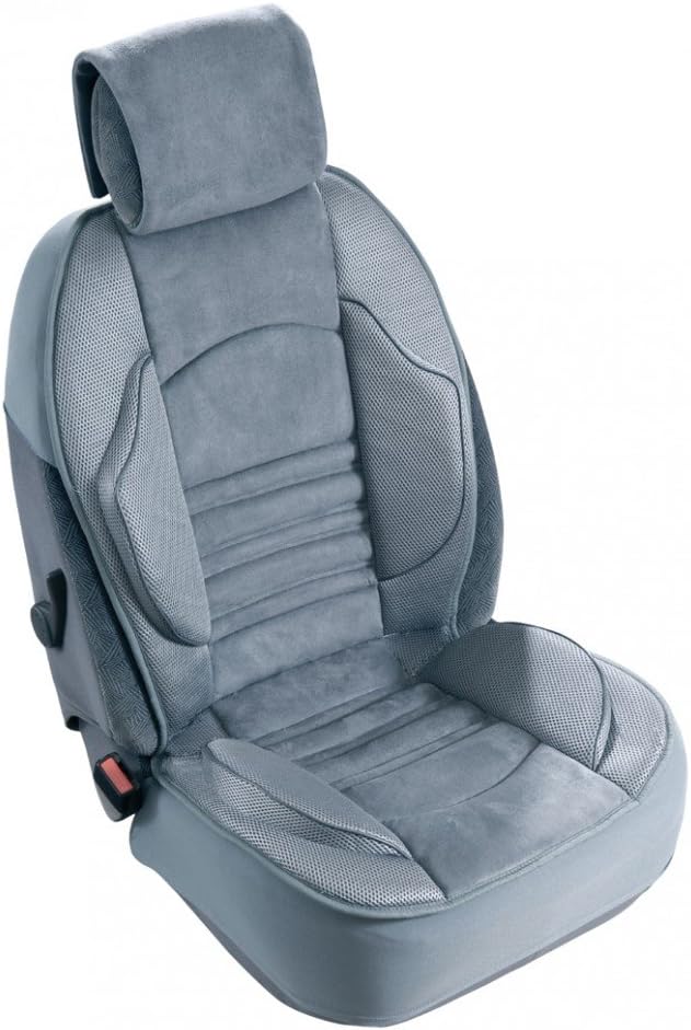 Housse De Siège Auto Grand Confort - Maille Respirante Grise - Compatible Airbags Latéraux - Système élastique De Fixation
