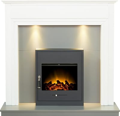 Adam Honley Fireplace Pure White Grey Oslo Electric Stove Black 48 Inch
